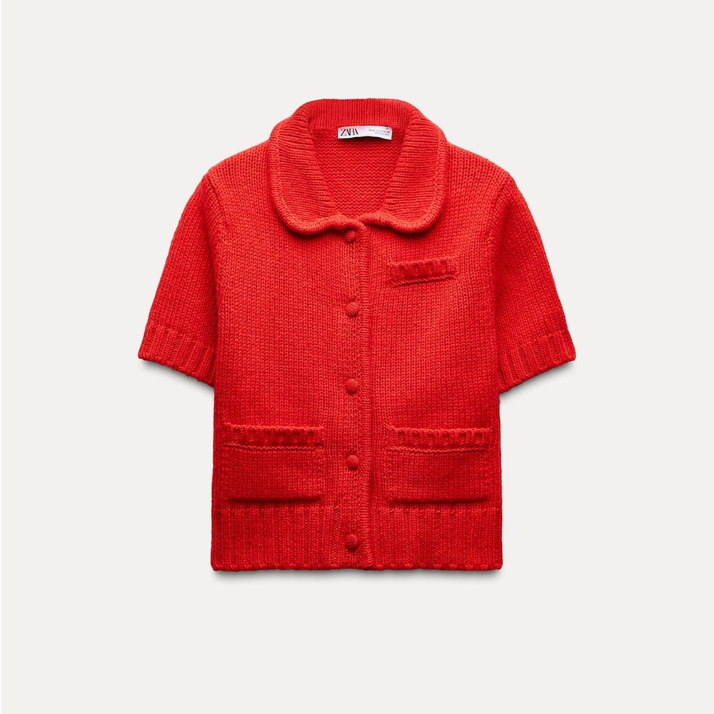 KNIT CARDIGAN WITH SHORT SLEEVES